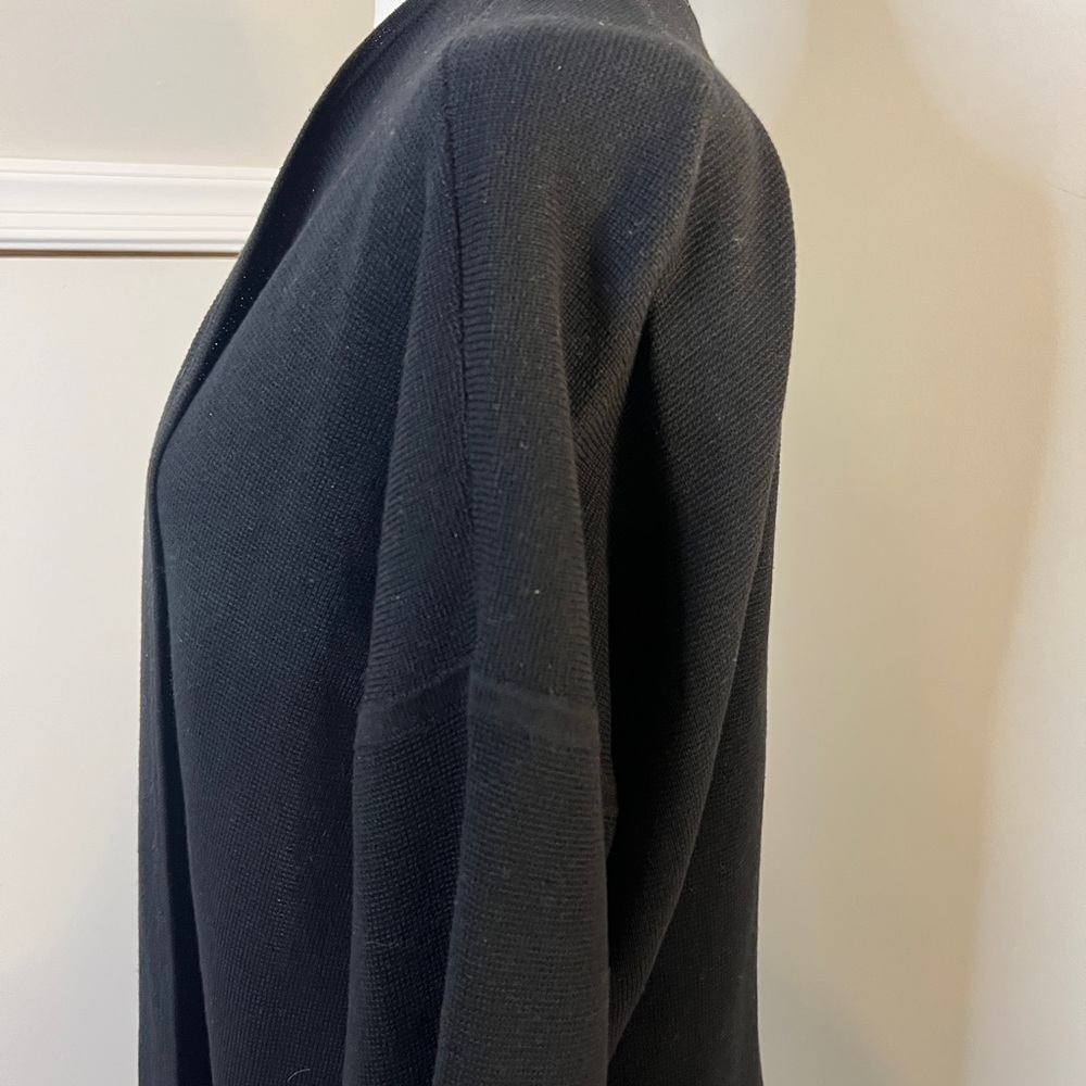 Eileen Fisher Silk & Organic Cotton Interlock Long‎ Cardigan Black Medium - Picture 7 of 10